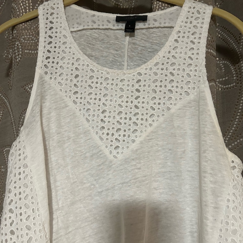 J. Crew White Lace Detail Women's Top